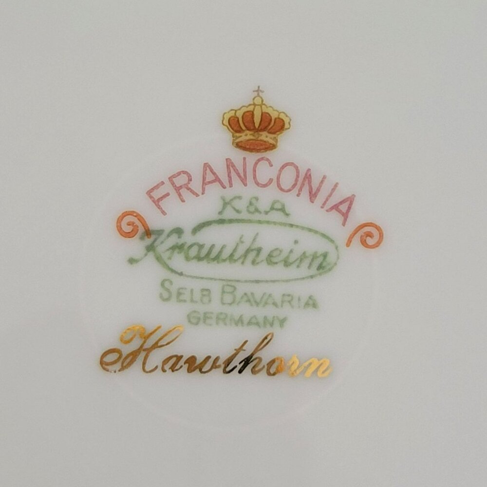 Vintage Franconia Hawthorn Dinner Plate, White Flowers & Leaves, Gadroon Border, - Picture 7 of 9